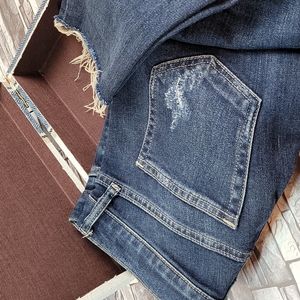 GAP TRUE SKINNY RAW HEM DISTRESSED DENIM BLUE JEANS